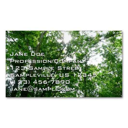 Kijkend omhoog naar de Bomen van de Zomer Magnetisch Visitekaartje (Voorkant)