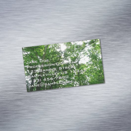 Kijkend omhoog naar de Bomen van de Zomer Magnetisch Visitekaartje (Voorbeeld)