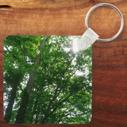Kijkend omhoog naar de Bomen van de Zomer Sleutelhanger (Achterkant)