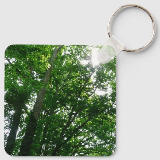Kijkend omhoog naar de Bomen van de Zomer Sleutelhanger (Achterkant)