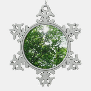 Kijkend omhoog naar de Bomen van de Zomer Tin Sneeuwvlok Ornament
