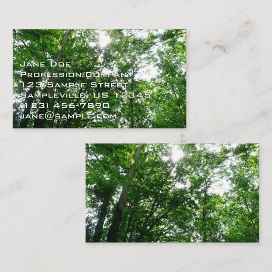 Kijkend omhoog naar de Bomen van de Zomer Visitekaartje (Voorkant / Achterkant)