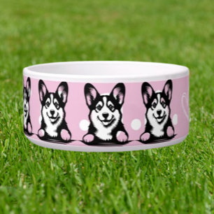 Kijkende Corgi Aanpassen roze thema Voerbakje