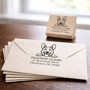 Kijkende Duitse Herdershond Huisdierhond Retouradr Rubberstempel