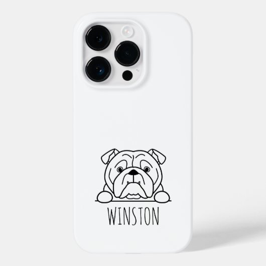 Kijkende Engelse Bulldog Hondennaam Hoesje (Achterkant)