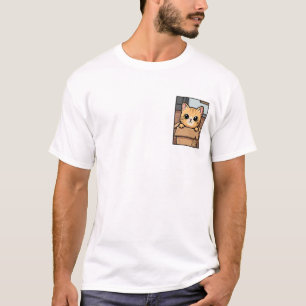 Kijkende gember tabby kat in doos kunst t-shirt