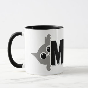 Kijkende Grijze Kat Miauw Design Koffiemok Mok