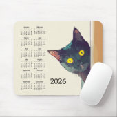Kijkende Kat 2026 Kalender Muismat (Met muis)
