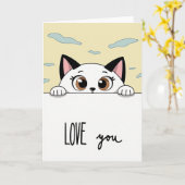 Kijkende Kat Liefde Kaart (Gele Bloem)