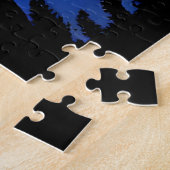 Kijkende kat naar de volle maan legpuzzel (Zijkant)