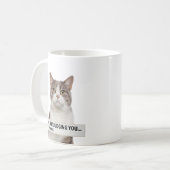 Kijkende kat sarcastische quote minimale kunst koffiemok (Voorkant links)