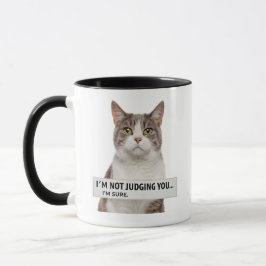 Kijkende kat sarcastische quote minimale kunst mok