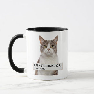 Kijkende kat sarcastische quote minimale kunst mok