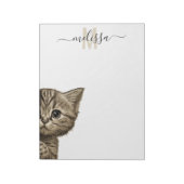 Kijkende kat Watercolor Monogram Naam  Notitieblok (Linkerzijde)
