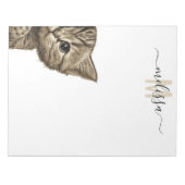Kijkende kat Watercolor Monogram Naam  Notitieblok (Voorkant)