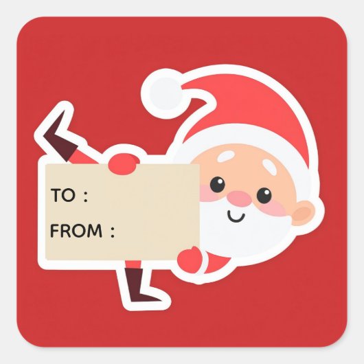 Kijkende Kerstman Kerstcadeau Sticker (Voorkant)