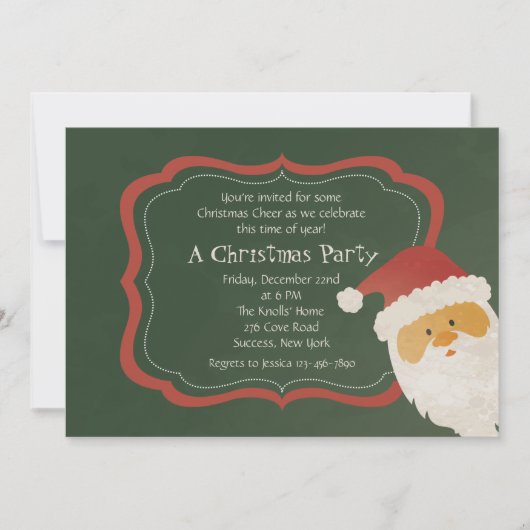 Kijkende Kerstman Uitnodiging (Voorkant)