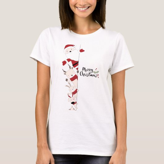 Kijkende Kerstvrienden T-shirt (Voorkant)