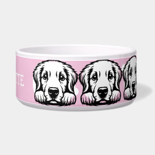Kijkende Labrador Aanpasbare Roze thema Voerbakje
