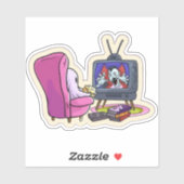 Kijkende tv-geest sticker (Vel)