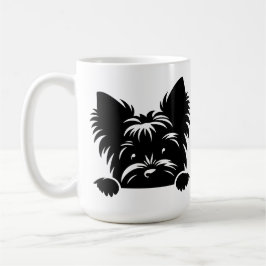 Kijkende Yorkie Zwart en Wit Koffiemok