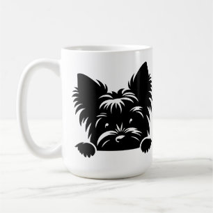 Kijkende Yorkie Zwart en Wit Koffiemok