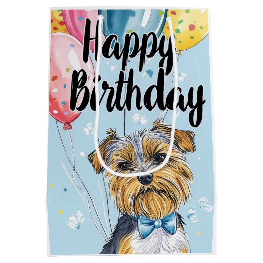 Kijker Terriër met ballonnen Medium Cadeauzakje (Achterkant)