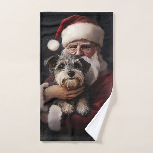 Kijker Terrier met Sinterklaas Feestelijke Kerstmi Bad Handdoek (Handdoek)