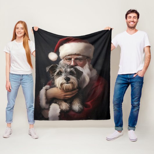 Kijker Terrier met Sinterklaas Feestelijke Kerstmi Fleece Deken (In situ)