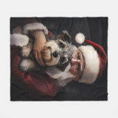 Kijker Terrier met Sinterklaas Feestelijke Kerstmi Fleece Deken (Voorkant (Horizontaal))