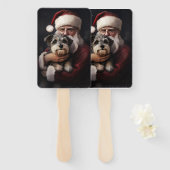 Kijker Terrier met Sinterklaas Feestelijke Kerstmi Handwaaier (Voorkant en achterkant)