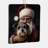 Kijker Terrier met Sinterklaas Feestelijke Kerstmi Keramisch Ornament (Rechts)