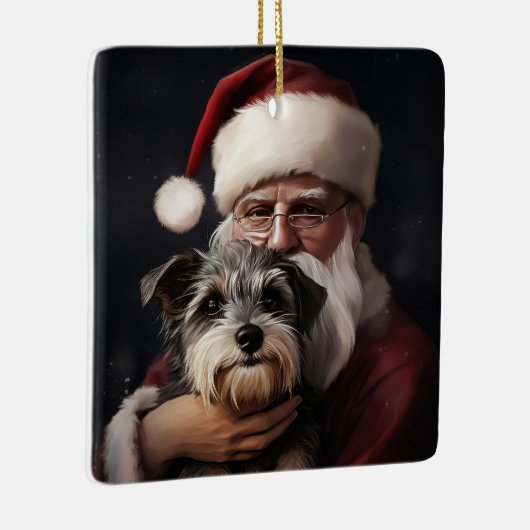 Kijker Terrier met Sinterklaas Feestelijke Kerstmi Keramisch Ornament (Rechts)