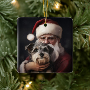 Kijker Terrier met Sinterklaas Feestelijke Kerstmi Keramisch Ornament