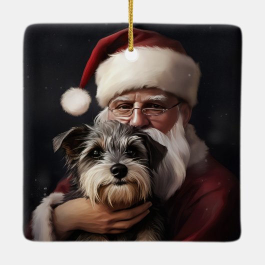 Kijker Terrier met Sinterklaas Feestelijke Kerstmi Keramisch Ornament (Achterkant)
