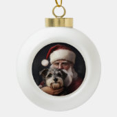 Kijker Terrier met Sinterklaas Feestelijke Kerstmi Keramische Bal Ornament (Voorkant)