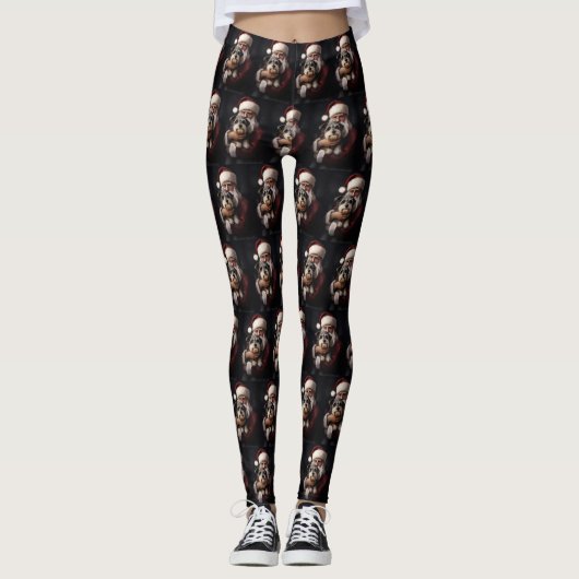 Kijker Terrier met Sinterklaas Feestelijke Kerstmi Leggings (Voorkant)