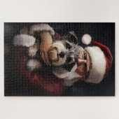 Kijker Terrier met Sinterklaas Feestelijke Kerstmi Legpuzzel (Horizontaal)