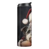 Kijker Terrier met Sinterklaas Feestelijke Kerstmi Thermosbeker (Gedraaid links)