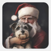 Kijker Terrier met Sinterklaas Feestelijke Kerstmi Vierkante Sticker (Voorkant)