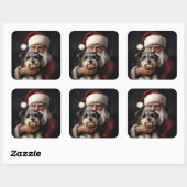 Kijker Terrier met Sinterklaas Feestelijke Kerstmi Vierkante Sticker (Vel)