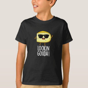 Kijkijkend Gouda Funny Cheese Pun Dark BG T-shirt