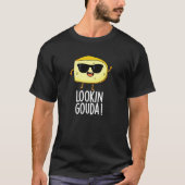 Kijkijkend Gouda Funny Cheese Pun Dark BG T-shirt (Voorkant)