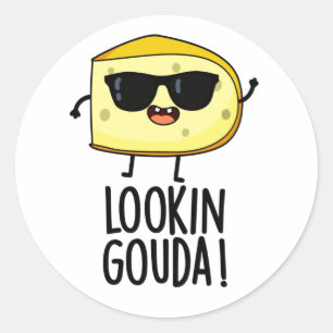 Kijkijkend Gouda Funny Cheese Pun Ronde Sticker