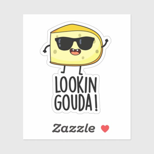 Kijkijkend Gouda Funny Cheese Pun Sticker (Vel)