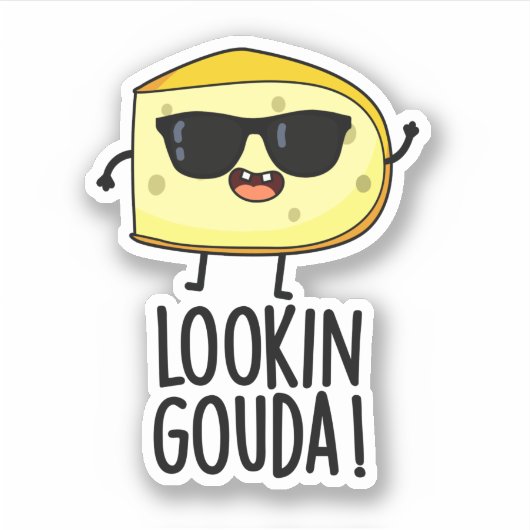 Kijkijkend Gouda Funny Cheese Pun Sticker (Voorkant)