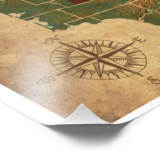  kijkplaats Washington State Wine Region Map Foto Afdruk (Hoek)