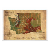  kijkplaats Washington State Wine Region Map Foto Afdruk (Voorkant)