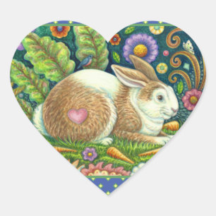 KIJKRABBIT EN BLUEBIRD IN SECRET GARDEN HART STICKER