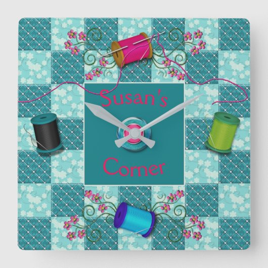 KIJKSLOT - PERSONALISEREN MET NAAM in Roze Vierkante Klok (Voorkant)